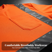 Long Sleeve Reflective Work Shirt Lightweight Long Sleeve Reflective Shirt High Visibility Top Machine Cleanable for Men