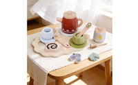 Role Playing Pretend Afternoon Tea Set Polished Edges Kids Afternoon Tea Toy Water-Based Paint Kids Wooden Food Toy for Preschoolers