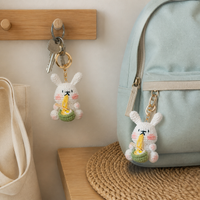 Hand-Knitted Noodle Rabbit/Bear Plush Keychain Charm