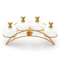 Snack Tray with Lids Gold-Tone Divided Serving Tray Snack Platter Decorative Organizer Clear for Hosts, Living Room, Countertop