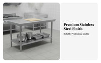 Anti-Rust Commercial Kitchen Prep Table Proof Stainless Steel Work Table High Load-Bearing Capacity Stainless Steel Workbench Easy to Clean for Restaurant Employees, Business Owners, Bakery, Cafeteria, Dining Hall, Warehouse