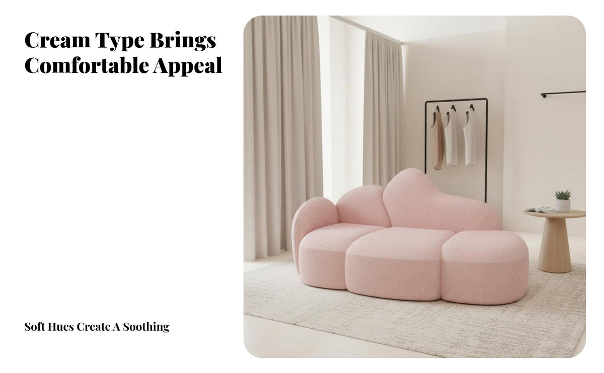 Puff-Like Design Modular Bubble Couch Soft Texture Loveseat Curved Contour Home Seating Deep Seat for Apartment Dwellers, Interior Designers, Small Areas, Living Room, Boutique, Reception Area