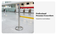 Long-Lasting Stainless Steel Stanchion Post Indoor Outdoor Use Retractable Belt Stanchion Weighted Base Stainless Steel Queue Barrier Resistant for Event Organizers, Venue Managers, Business Owners, Airports, Trade Exhibition S, Exhibition Halls, Lobbies