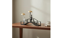 Couple on Bridge Figurine Minimalist Design Arch Bridge Ornament Gold Accents House Decoration for Entryway, Bedroom