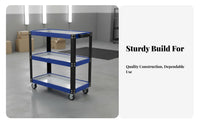 Multi-Functional 3-Tier Tool Cart Locking Casters Rolling Mechanic Trolley Lockable Wheels Rolling Mechanic Cart Large Capacity for Mechanics, Technicians, DIY Enthusiasts, Auto Repair Shop, Industrial Settings, Warehouse