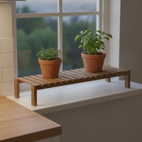 Plant Stand Slatted Shelves Space-Saving Planter Pot Rack with Slatted Shelves Wooden Shelf for Apartment Dwellers, Balcony, Patio