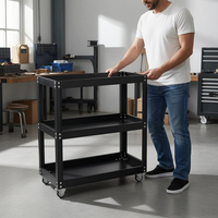 Heavy-Duty 3-Tier Rolling Utility Cart with Drawers for Workshop, Garage, or Kitchen