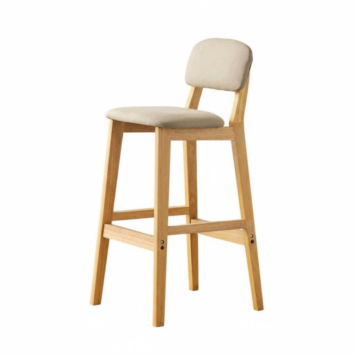 Upholstered High Stool with Backrest Modern Design Upholstered High Stool Sturdy Construction Padded Seat for Interior Designers