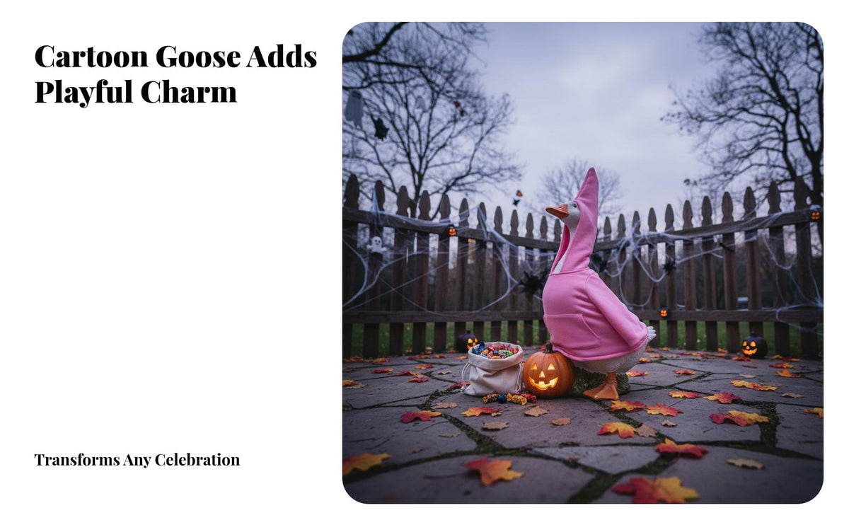 Coral-Tinted Goose Hoodie Modern Rhythm Design Porch Goose Costume Funny Design Figurine Clothing for Holiday Enthusiasts, Garden Decorators, Outdoor