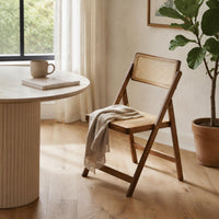 Wooden Folding Chair Woven Furniture for Storage