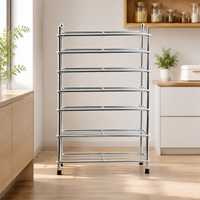 Shoe Rack Hallway, Space-Saving Shoe Rack Made of Polished Stainless Steel, Stable Freestanding Shoe Shelf for Small Apartments