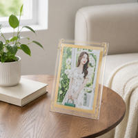 Glass Picture Frame 6x4, Photo Frame, Clear Freestanding Display, Gold Trim, Silver Trim, Rectangle