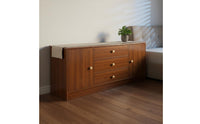 Large Capacity Media Console with Drawers and Cabinets Wide Top Surface Wooden TV Cabinet with Storage Stable Design Floor Standing Entertainment Center Thickened Board for Small Apartment Dwellers, Living Room, Bedroom