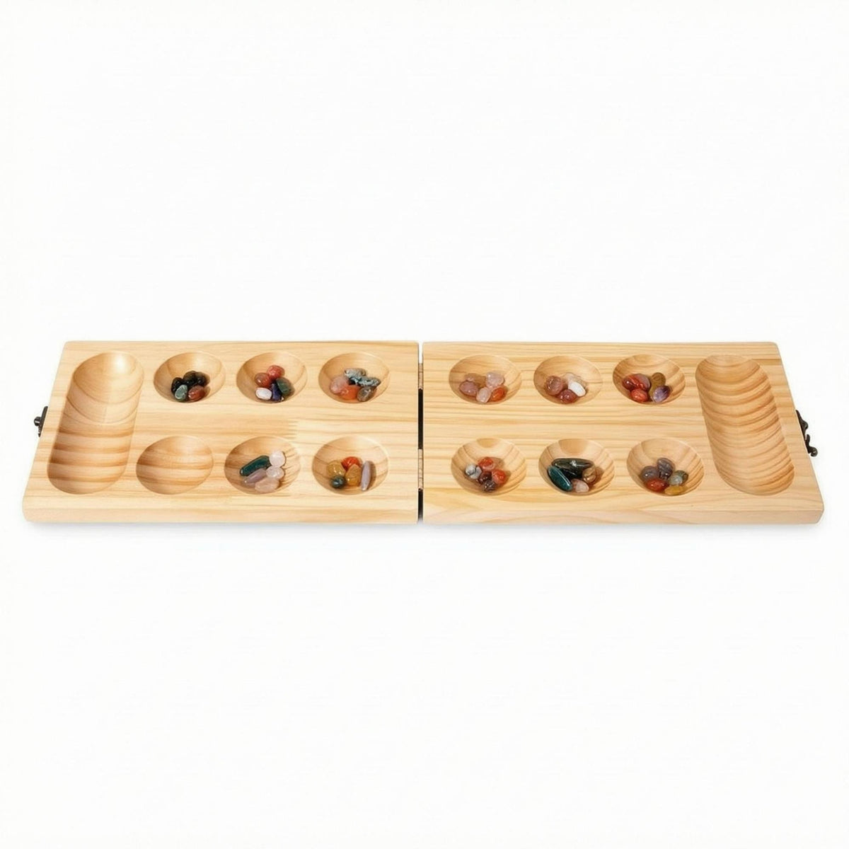 Folding Wooden Traditional Sowing Game Board Foldable Portable Traditional Sowing Game Storage