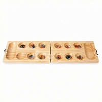 Folding Wooden Traditional Sowing Game Board Foldable Portable Traditional Sowing Game Storage