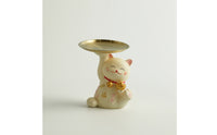 Auspicious Cat Figurine with Tray Resin Cat Figurine Tray Stylish for Entryway