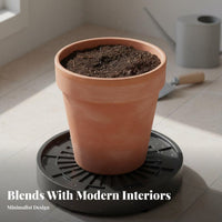 Round Plant Roller Base Water Reservoir Plant Pot Tray with Wheels Floor Pection Wheeled Planter Tray for Gardeners, Seniors, Indoor, Patio, Garden