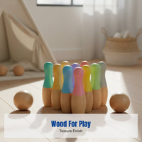 Children's Wooden Bowling Toy Set, Educational Indoor Game, Unisex, Safe Material, Colorful Design