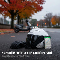 3/4 Open Face Helmet Removable and Washable Liner Double Visor Impact Resistant Cover Ed Headwear for Men, Outdoor, Highway Cruising