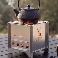 Mini Wood Combustion Burner Thickened Body Wood Combustion Heat Source-Resistant Campfire Grill for Campers, Tea