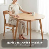 Thickened Tabletop Solid Rubberwood Table Stable Base Design Round Wooden Dining Table Multi-Purpose Household Furniture Easy to Assemble for Families, Homeowners, Restaurant Owners, Cafe, Breakfast Nook, Home Office
