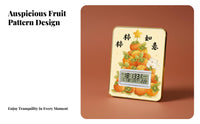 Auspicious Theme Persimmon Art Desk Clock Silent Operation Digital Alarm Clock for Gift Givers, Office Workers, Bedroom, Bedside, Nightstand