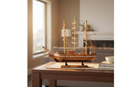 Handmade Wooden Sailboat Ornament Creative Gift DIY Cash Holder Boat Three-Mast Ship Model for Desktop, Living Room, Office