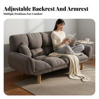 Foldable Design Adjustable Sleeper Loveseat Space-Saving Sofa Bed Cushiony Cushioning Convertible Couch Long-Lasting Frame for Apartment Dwellers, Students, Young Adults, Bedroom, Guest Room, Lounge Area, Creamice