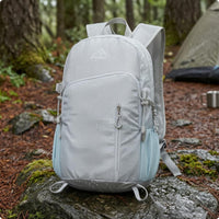 Lightweight Backpack Side Pockets Daypack Zippered Backpack Textured Woven Textile Lightweight Daypack Mesh Reinforcement