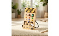 Wooden Busy Board Interactive Busy Board with Switches Long-Lasting Learning Toy Compact for Toddlers, Kids