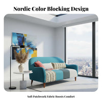 two-tindividual upholstery Upholstery Upholstered Settee with Wooden Legs Nordic Design Sofa space-saving Size Couch Minimalist Aesthetic for Small Apartment Dwellers, Homeowners, Young Adults, Lounge Area, Bedroom, Office, Sunroom