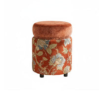 Vintage Design Round Pouf Multi-Functional Round Floral Pouf Comfortably Padded Household Furniture Sturdy Construction for Homeowners, Families, Living Room, Vanity, Bedroom, Entryway