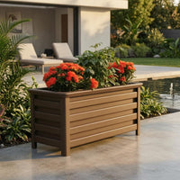 Waterproof Aluminum Planter Box Moisture-Resistant Rectangular Planter Box Easy to Maintain Metal Raised Bed Coffee Brown for Patio, Balcony, Walkway, Fence