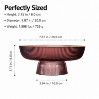 Footed Glass Fruit Bowl, Pedestal Fruit Bowl for Kitchen Island, Decorative Striped Glass Fruit Bowl, New Home Entertaining