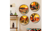 4 Pieces Wooden Hanging Decorations Round Circular Wooden Plaques Backed Wood Wall Decor for Living Room, Bedroom, Entryway