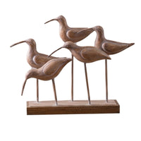 Bird Sculpture with Wooden Base Rustic Tabletop Bird Figurine Vintage-Influenced Ornament for Homeowners, Art Collectors, Entryway Table