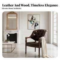 timeless Continental design Leather Club Chair Vintage Design Armchair sturdy Wood Frame Indoor Seating Luxury Feel for Book Lovers, Adults, residents, Living Room, Library, perusing alcove, Home Office