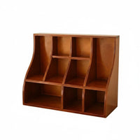 Desktop Storage Organizer Multifunctional Wooden Desk Organizer Shelf Space Saving Curved Divider Shelf