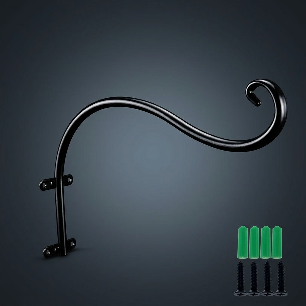 Hanging Basket and Flower Pots Clamp-on Railing Bracket, Heavy Duty Metal Iron Art Plant Hanger, Wind Chimes and Hanging Hooks, Garden Hook