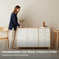 hardwood Wood Legs 2-Door 3-Drawer Cabinet Multi-Functional Sideboard Large Capacity Storage Furniture Modern Design for Apartment Dwellers, Homeowners, Families, Living Room, Bedroom, Hallway, Entryway