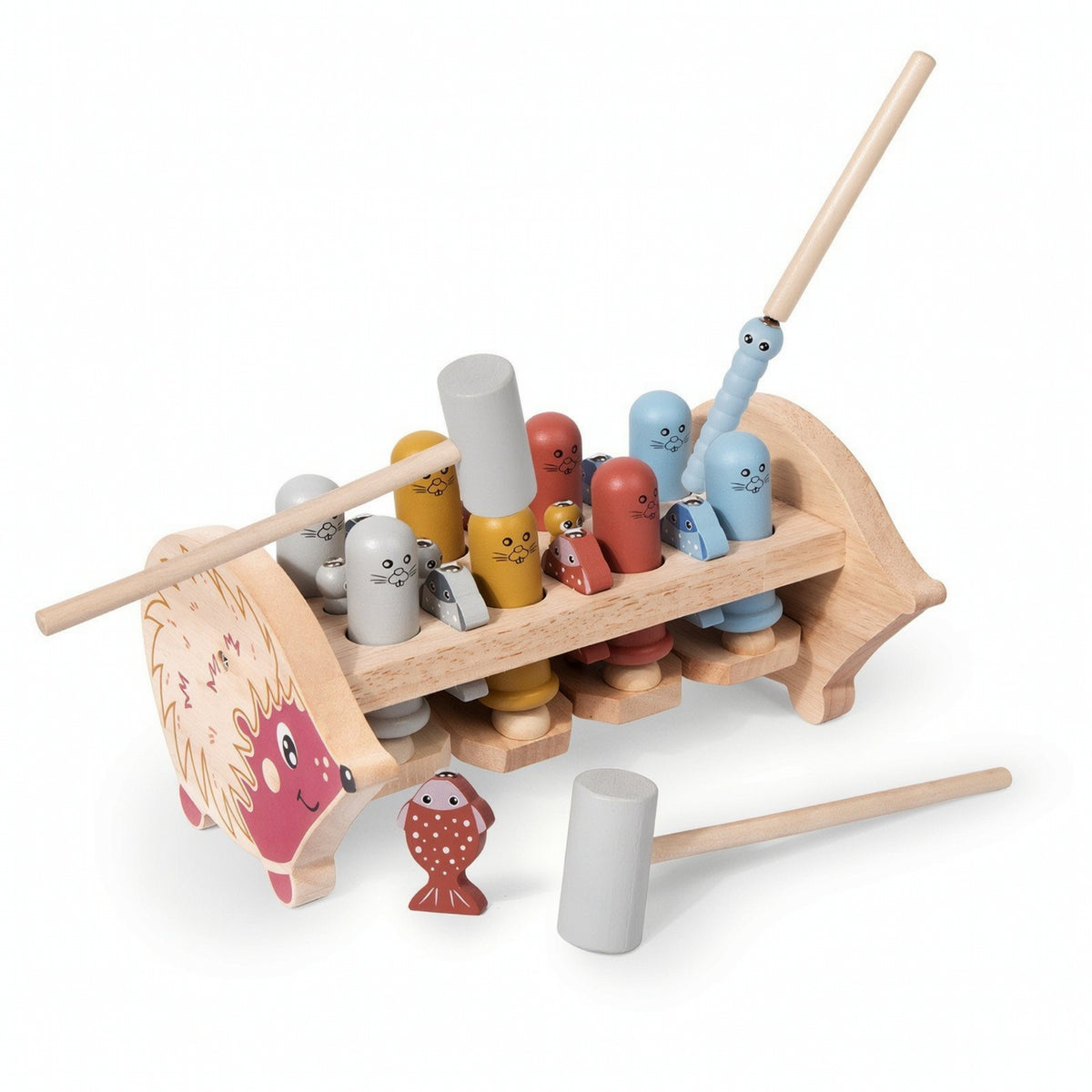 Hand-Eye Coordination Hedgehog Activity Toy Hands-on Wooden Hammering Toy Preschool Sensory for Preschoolers, Kids, Daycare