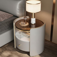Modern Design Round Nightstand Minimalist & design Bedroom Cabinet Rounded Edges Side Table Space-Saving for property owners, Apartment Dwellers, Students, Small areas, Dorm Room