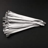 50 Pieces Flat Self-Locking Metal Tie Corrosion-Resistant Metal Zip Ties Weatherproof Fastener Long-Lasting for Contractors