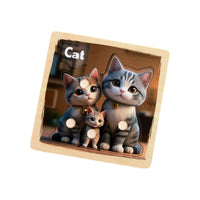 3D Wooden Knob Puzzle Cartoon Wooden Puzzle with Pegs Compact Toy Lightweight for Children, Classroom