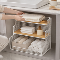 3 Tier Wood Book Shelf, Desktop Iron Bookcase, Iron and Wood Storage Shelves, Standing Shelving Unit for Office