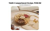 Divided Nut and Fruit Plate Sealed Lid Lidded Snack Tray Light Luxury Design for Living Room, Coffee Table, Festivals