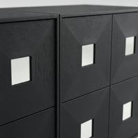 3 Pieces Modular Cabinet Geometric Low-Profile Sideboard Minimalist Cabinet with Sliding Doors for Living Room, Bedroom