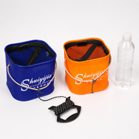 Collapsible Fishing Bucket with Rope, Waterproof PVC Coated Foldable Water Bucket for Fish Care, Portable Leakproof Cylindrical Design