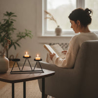 3-Cup Candle Holder Geometric Candle Holder with 3 Cups Metal Candelabra Modern Rectangular for Event Planners