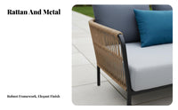 3 Pieces Nordic Design 3-Piece Woven Seating Group Weatherproof Outdoor Furniture Long-Lasting Frame Patio Set Thick Cushions Included for Couples, Apartment Dwellers, Homeowners, Garden, Backyard, Balcony, Porch